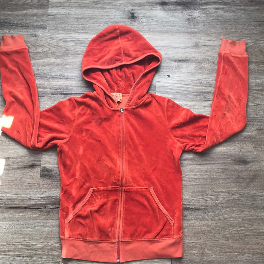 Reddish orange juicy couture zip up jacket for girls